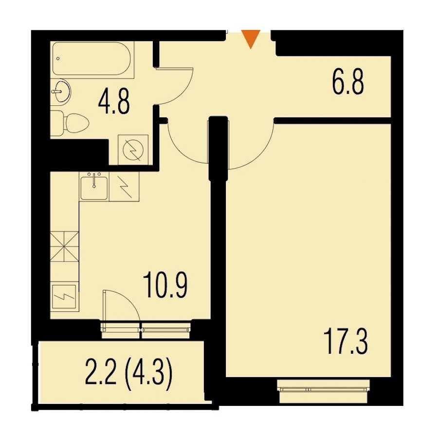 Однокомнатная квартира в : площадь 42.1 м2 , этаж: 19 – купить в Санкт-Петербурге